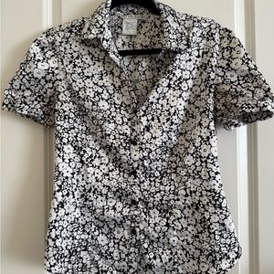 Fred David Black and White Floral Blouse
